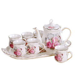 8-teiliges Teeservice aus Porzellan in Kürbis weisse Kamelie