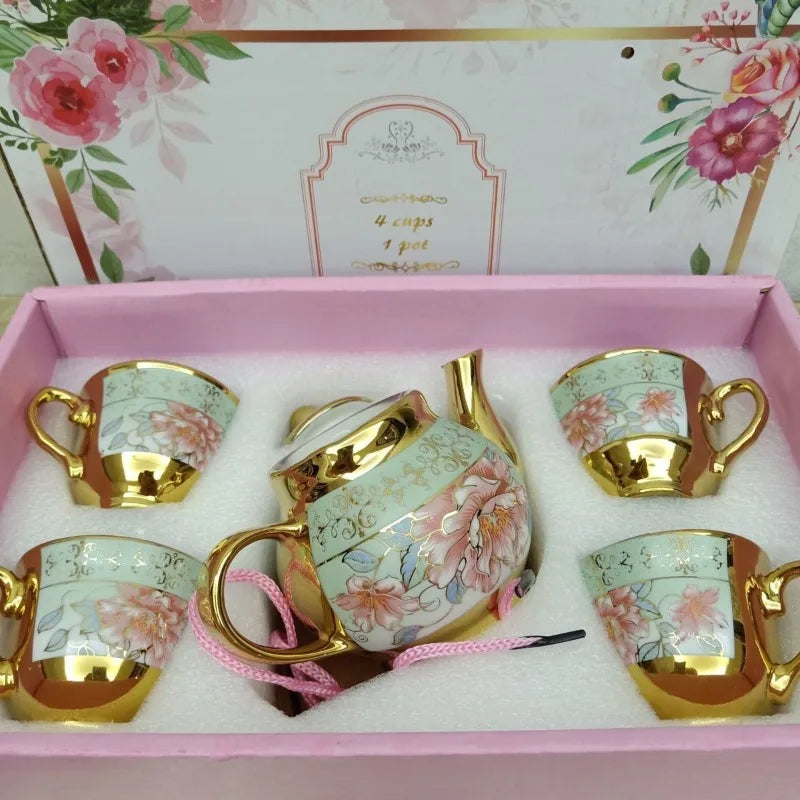 Teeset Europäischer Stil – Keramik Vergoldet – 5er Set