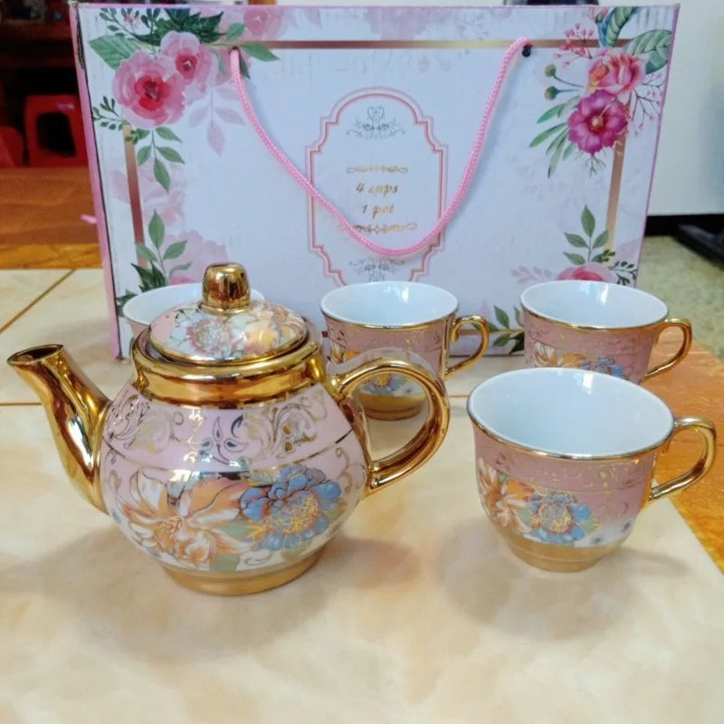 Teeset Europäischer Stil – Keramik Vergoldet – 5er Set