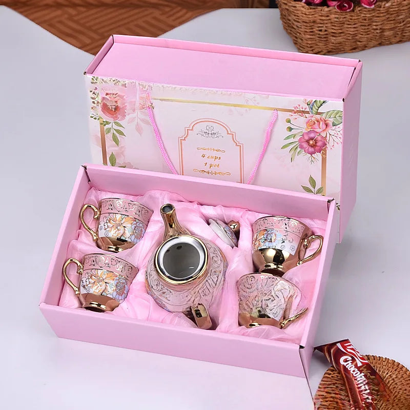 Teeset Europäischer Stil – Keramik Vergoldet – 5er Set