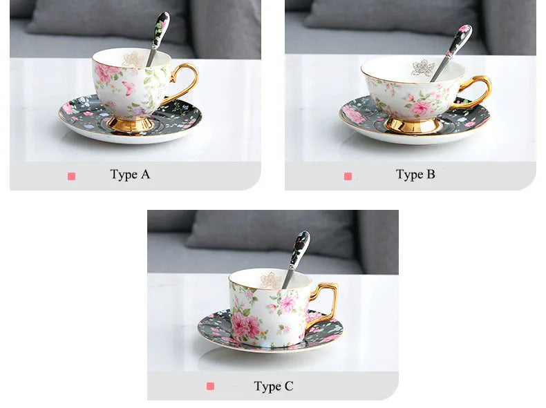 Teeset aus Bone China – Pastoralblume – Vielseitig