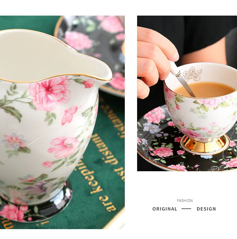 Teeset aus Bone China – Pastoralblume – Vielseitig