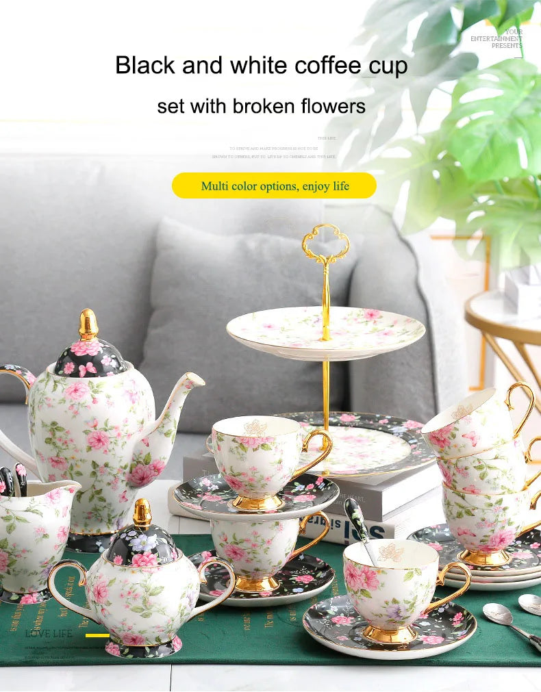 Teeset aus Bone China – Pastoralblume – Vielseitig