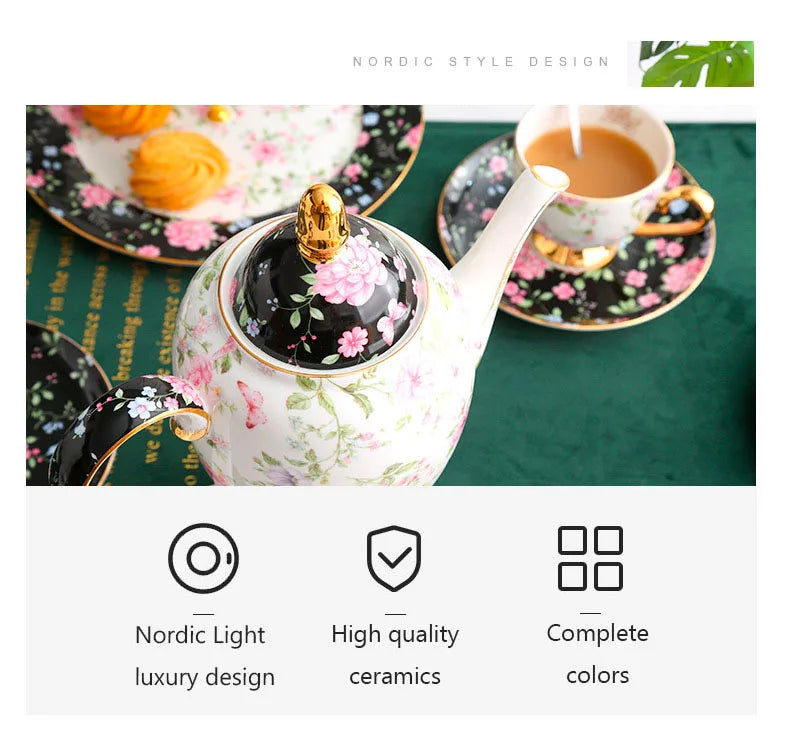 Teeset aus Bone China – Pastoralblume – Vielseitig