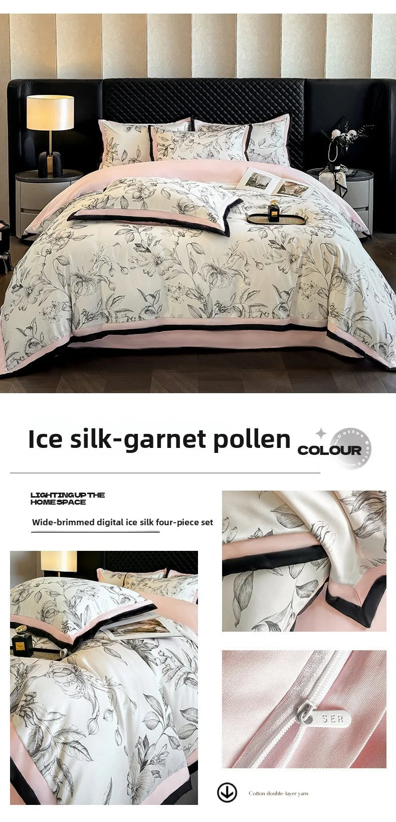 Tencel Bettwäsche im Leopardenmuster, Farbe: Leoparden Rosa, Grösse: 200x230 cm