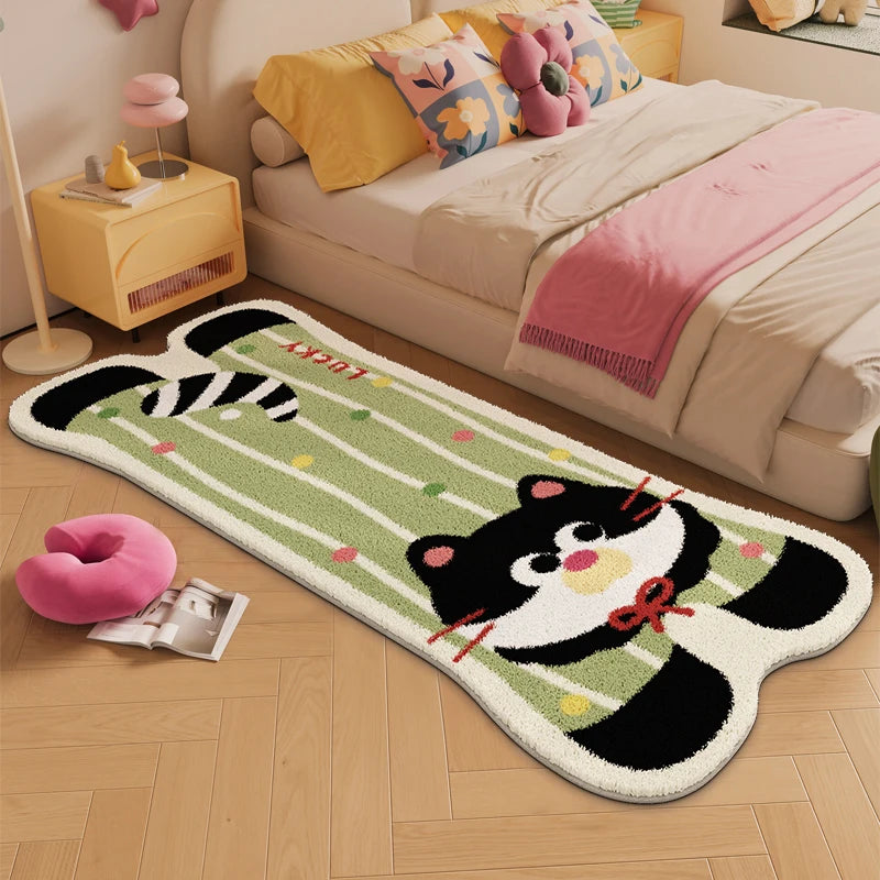 Tierförmiger Teppich aus imitiertem Kaschmir, mit Cartoon-Tiermuster in Pink bei 80x180 cm, für Schlafzimmer