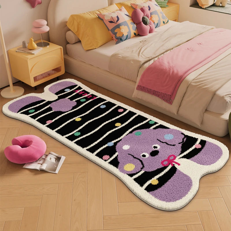 Tierförmiger Teppich aus imitiertem Kaschmir, Grösse 80x180 cm, Farbe: Reisbekleidung Hund