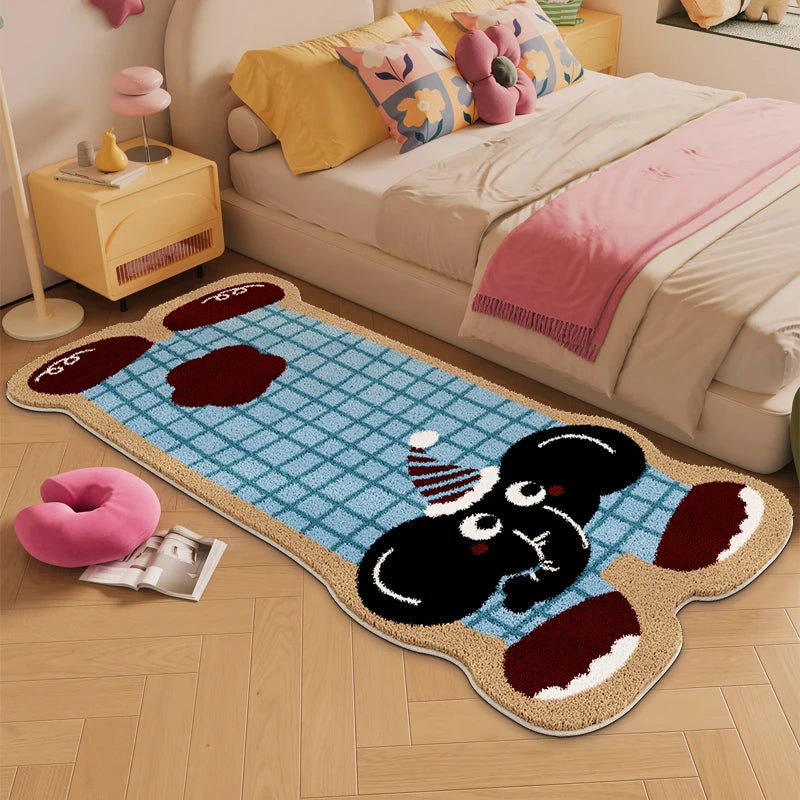 Teppich imitiert Kaschmir mit Tier-Cartoon, Farbe: Reisbekleidung Hund, Grösse: 80x180cm31.5x70.8in, modern, für Schlafzimmer