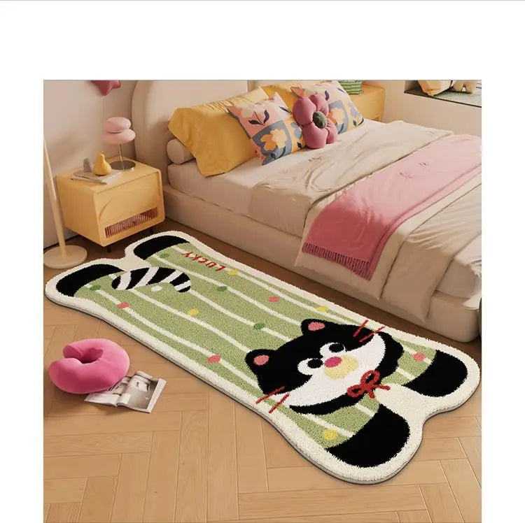 Tiergeformter Teppich aus imitiertem Kaschmir, Katze in Blau, 80x160cm, für Schlafzimmer