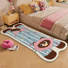 Moderner Teppich aus imitiertem Kaschmir in Cartoon-Tierdesign, Farbe: Reisbekleidung Hund, Grösse: 80x180 cm