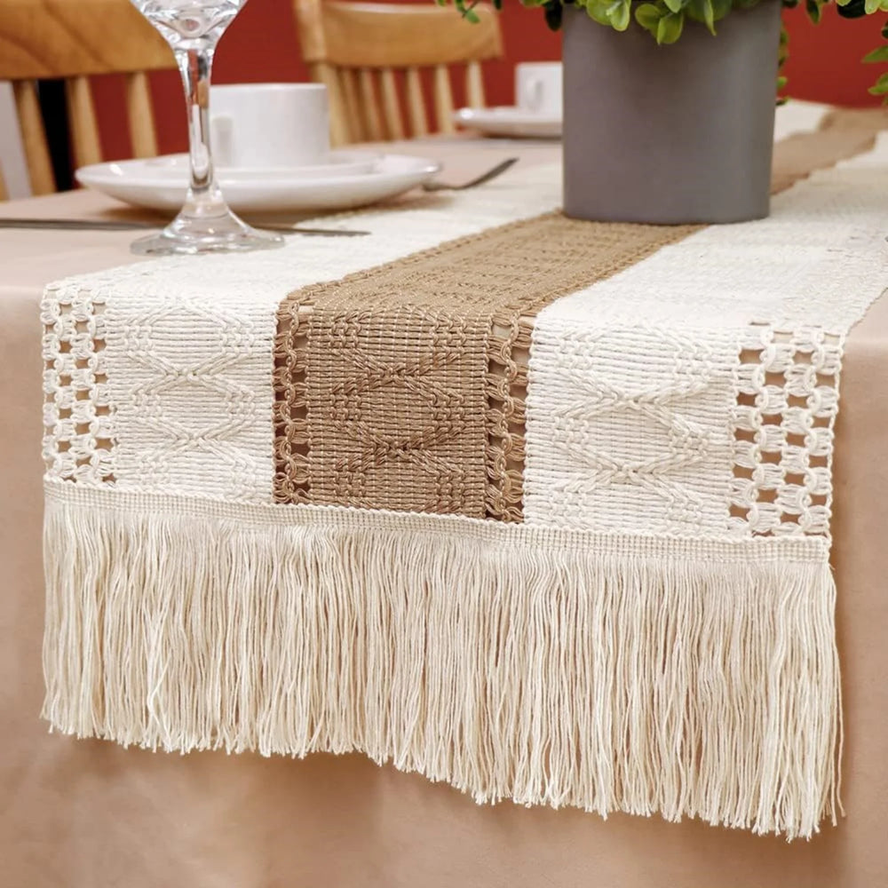 Tischläufer – Boho-Design aus Leinen – Grössenvarianten