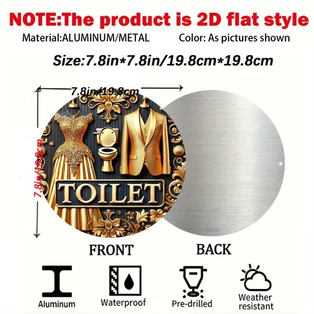 Toilet Wandkunst – Goldenes Blumendesign – 20x20cm