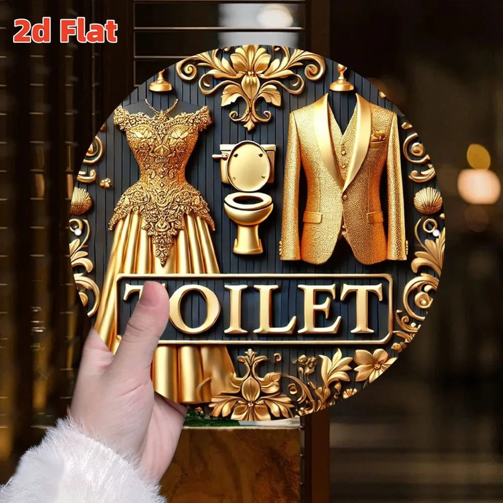 Toilet Wandkunst – Goldenes Blumendesign – 20x20cm