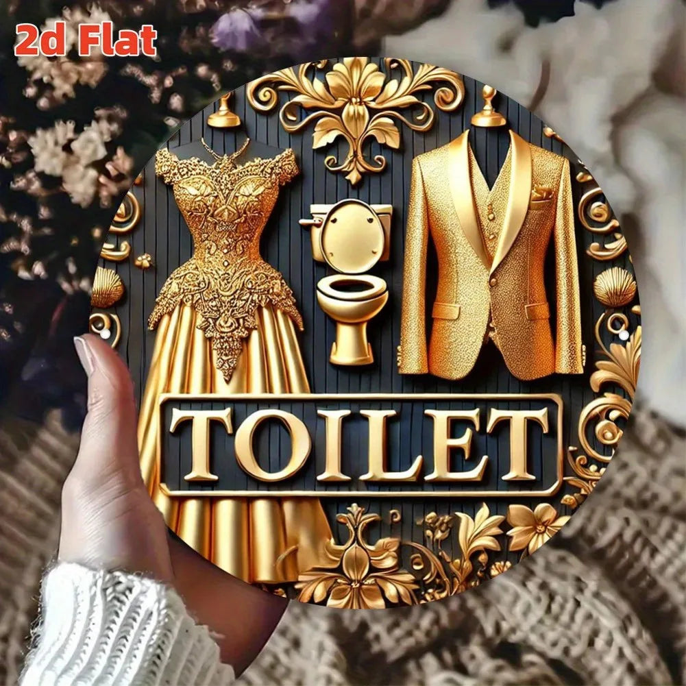 Toilet Wandkunst – Goldenes Blumendesign – 20x20cm