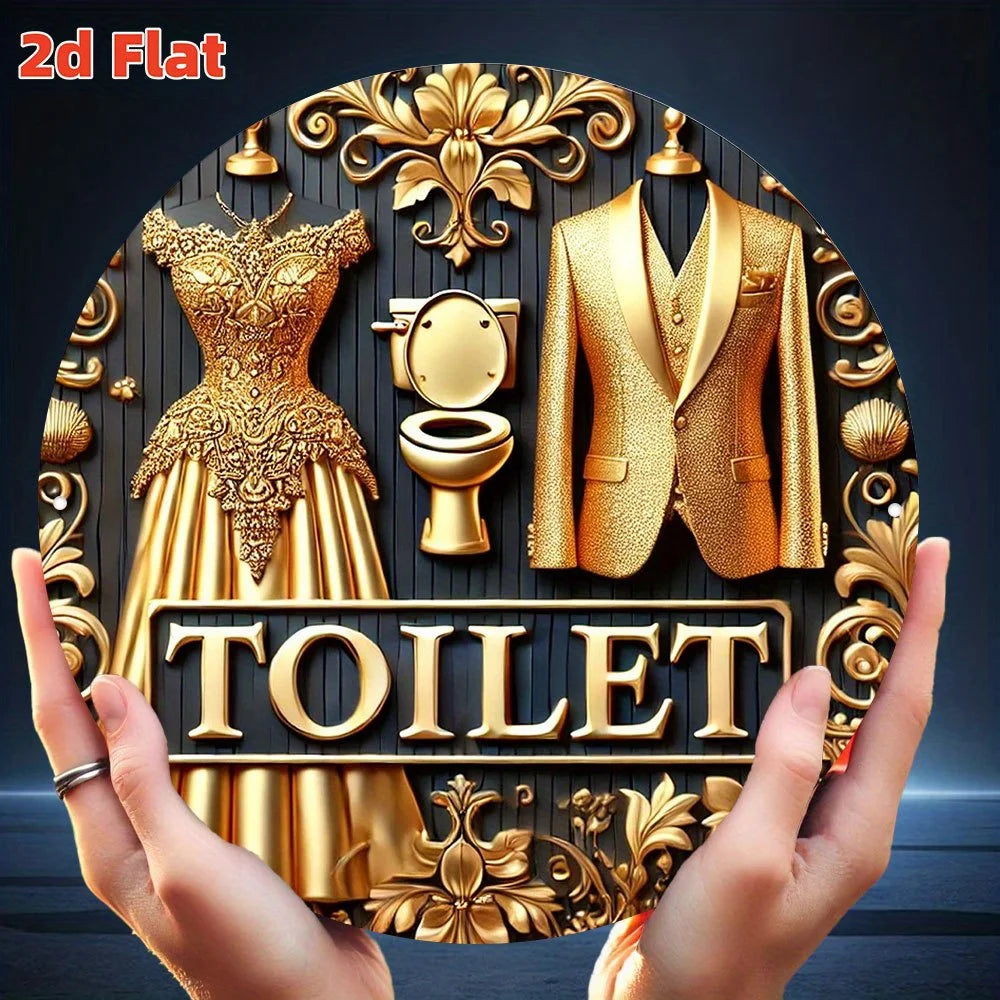 Toilet Wandkunst – Goldenes Blumendesign – 20x20cm