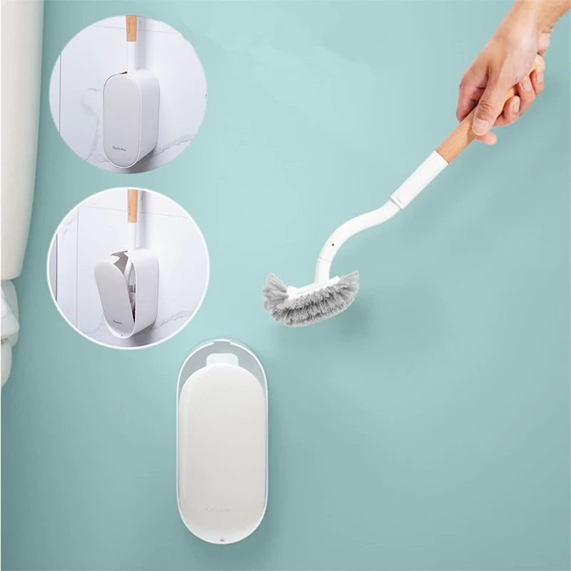 Toilettenbürste – Gebogenes Holzdesign – Wandmontage