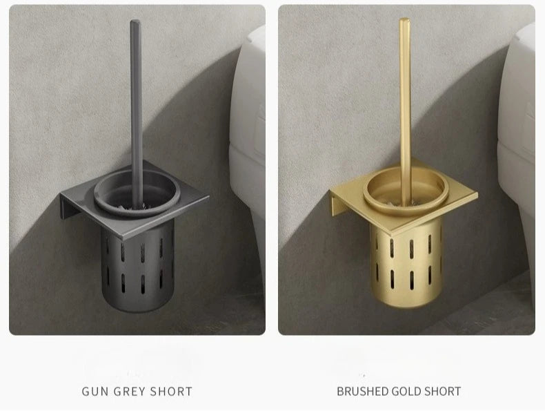 Toilettenbürstenhalter – Gebürstetes Gold Aluminium – Stilvolles Design