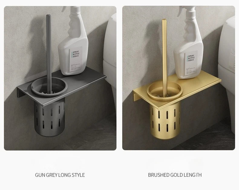 Toilettenbürstenhalter – Gebürstetes Gold Aluminium – Stilvolles Design