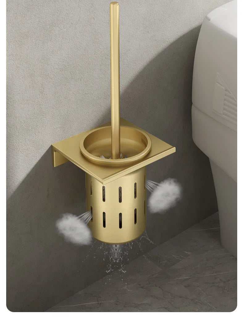 Toilettenbürstenhalter – Gebürstetes Gold Aluminium – Stilvolles Design