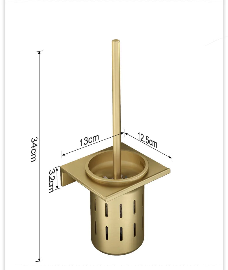Toilettenbürstenhalter – Gebürstetes Gold Aluminium – Stilvolles Design