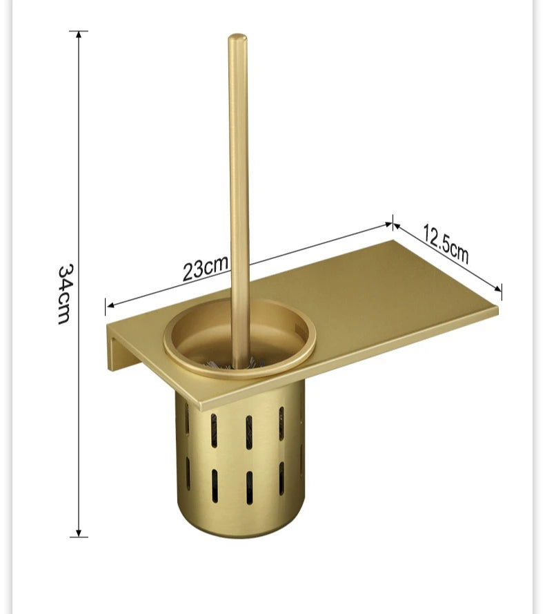 Toilettenbürstenhalter – Gebürstetes Gold Aluminium – Stilvolles Design