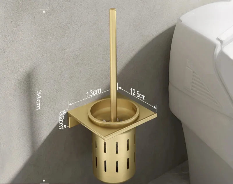 Toilettenbürstenhalter – Gebürstetes Gold Aluminium – Stilvolles Design