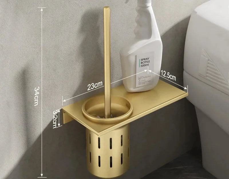 Toilettenbürstenhalter – Gebürstetes Gold Aluminium – Stilvolles Design