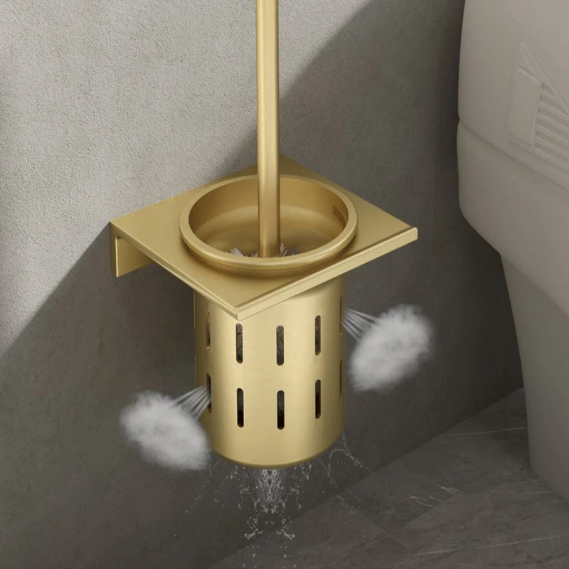 Toilettenbürstenhalter – Gebürstetes Gold Aluminium – Stilvolles Design