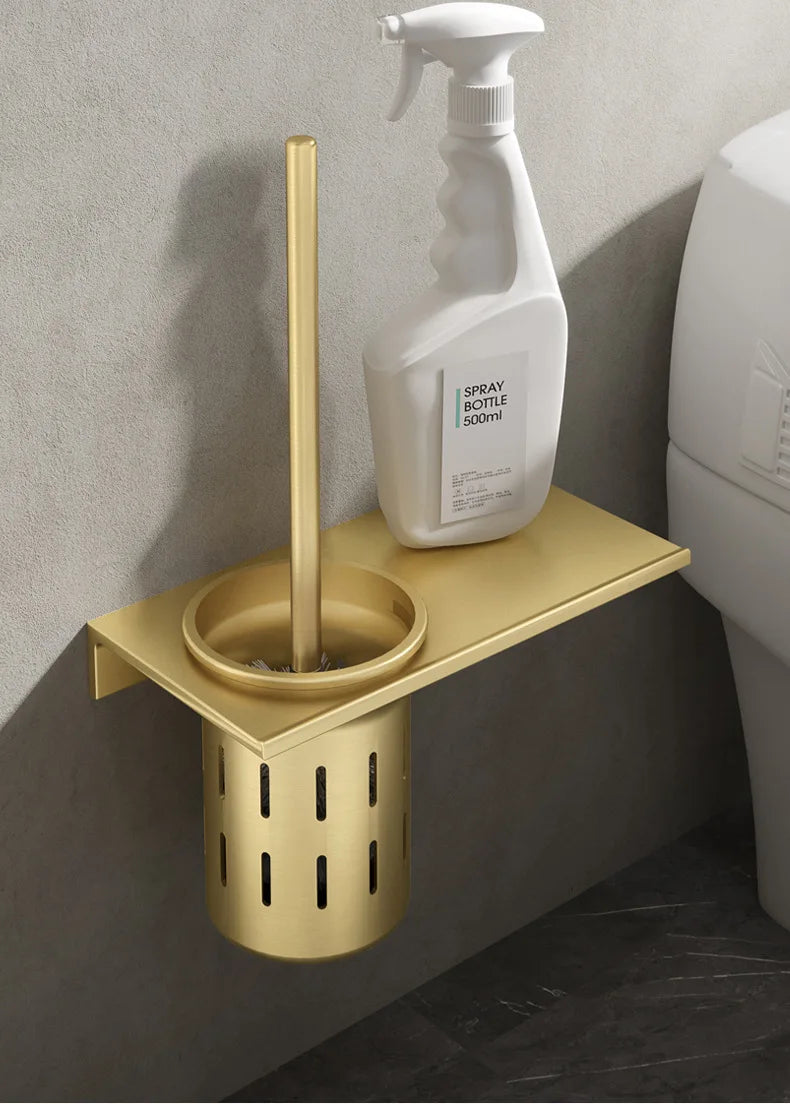 Toilettenbürstenhalter – Gebürstetes Gold Aluminium – Stilvolles Design