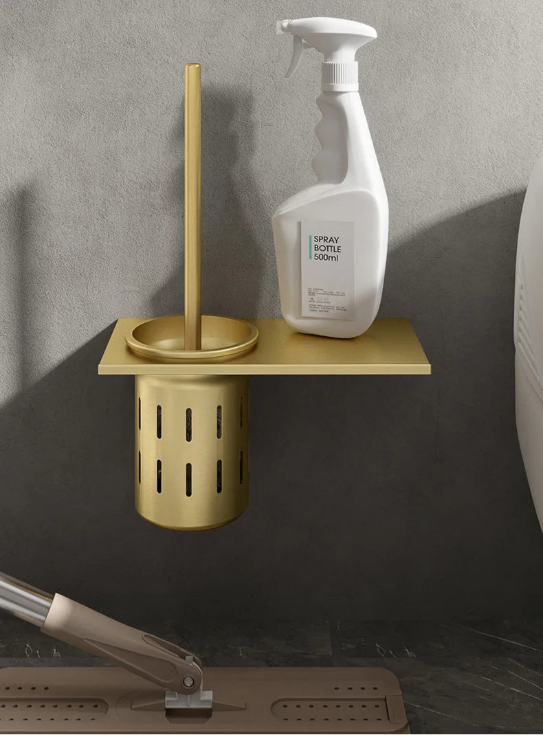 Toilettenbürstenhalter – Gebürstetes Gold Aluminium – Stilvolles Design