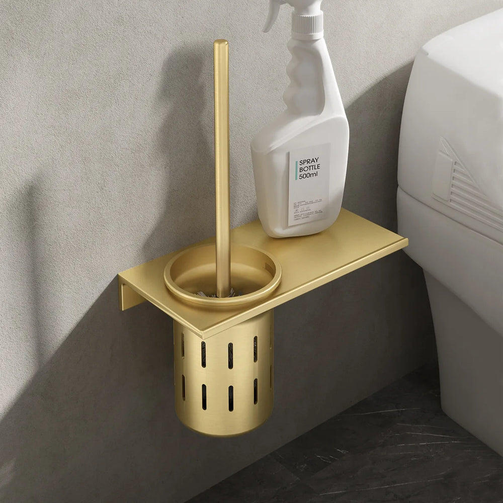 Toilettenbürstenhalter – Gebürstetes Gold Aluminium – Stilvolles Design