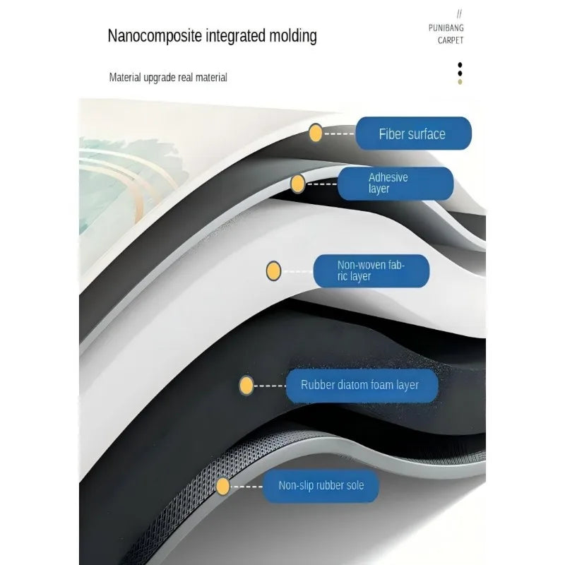 Rutschfeste Gummitoilettenmatte im modernen Stil, Farbe: Blühender Reis, Grösse: 60x90cm