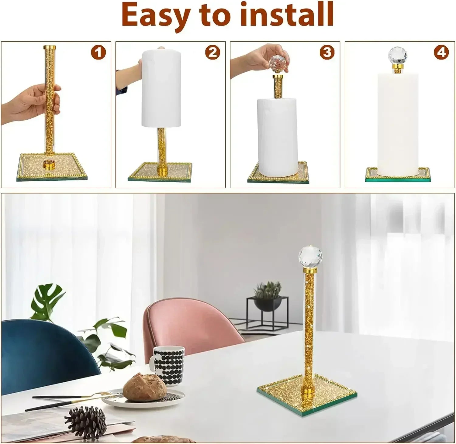 Toilettenpapierhalter Kristall – Glitzer Chrome Design Bad