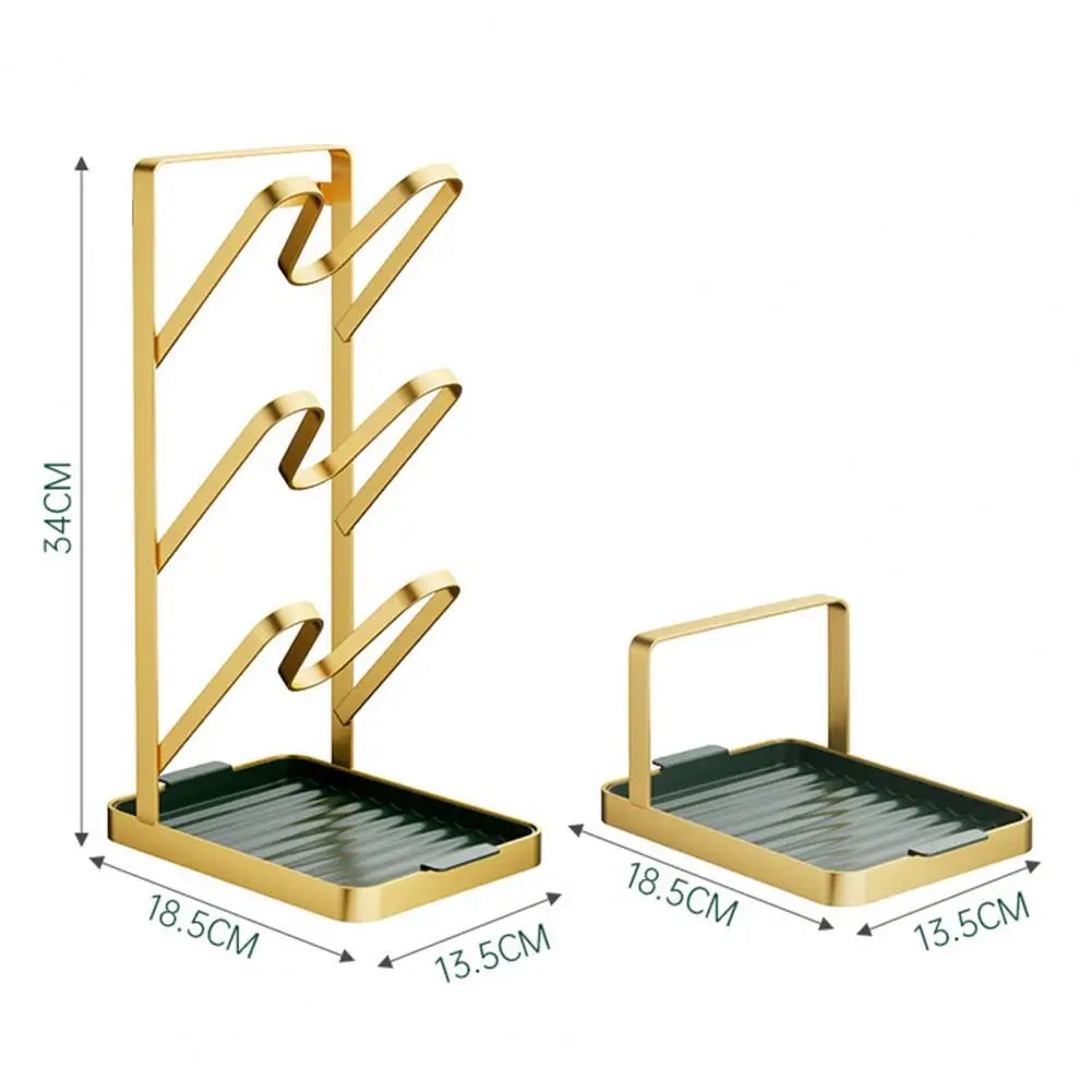 Topfdeckelhalter – Karbonstahl & Gold – Platzsparend