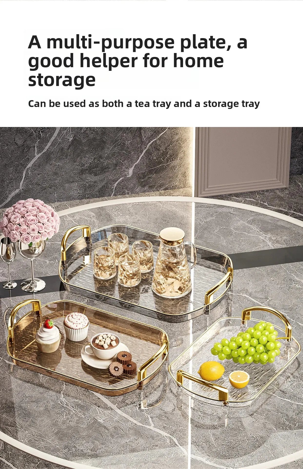 Transparente PET Ablage – Gletschermuster – Vielseitig