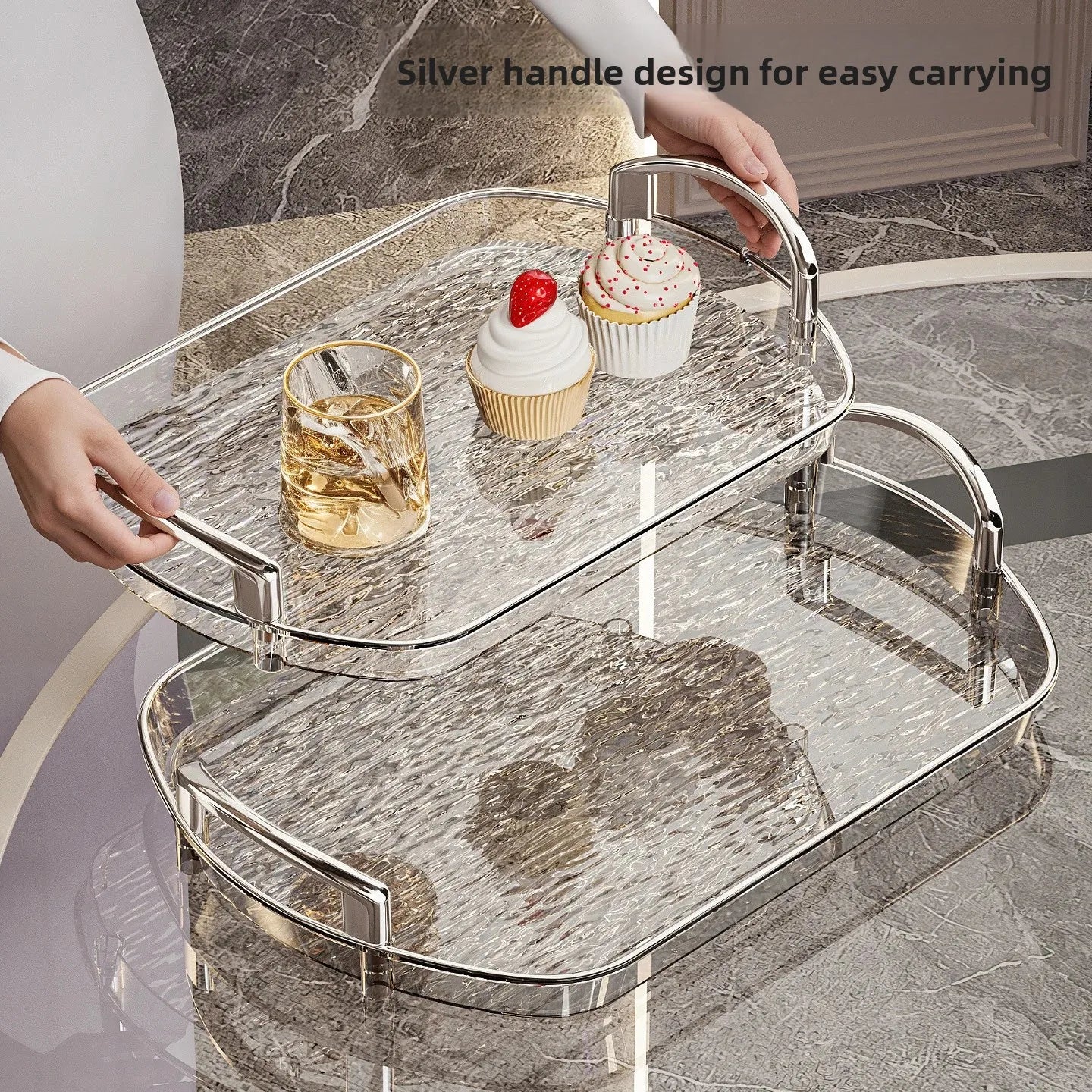 Transparente PET Ablage – Gletschermuster – Vielseitig