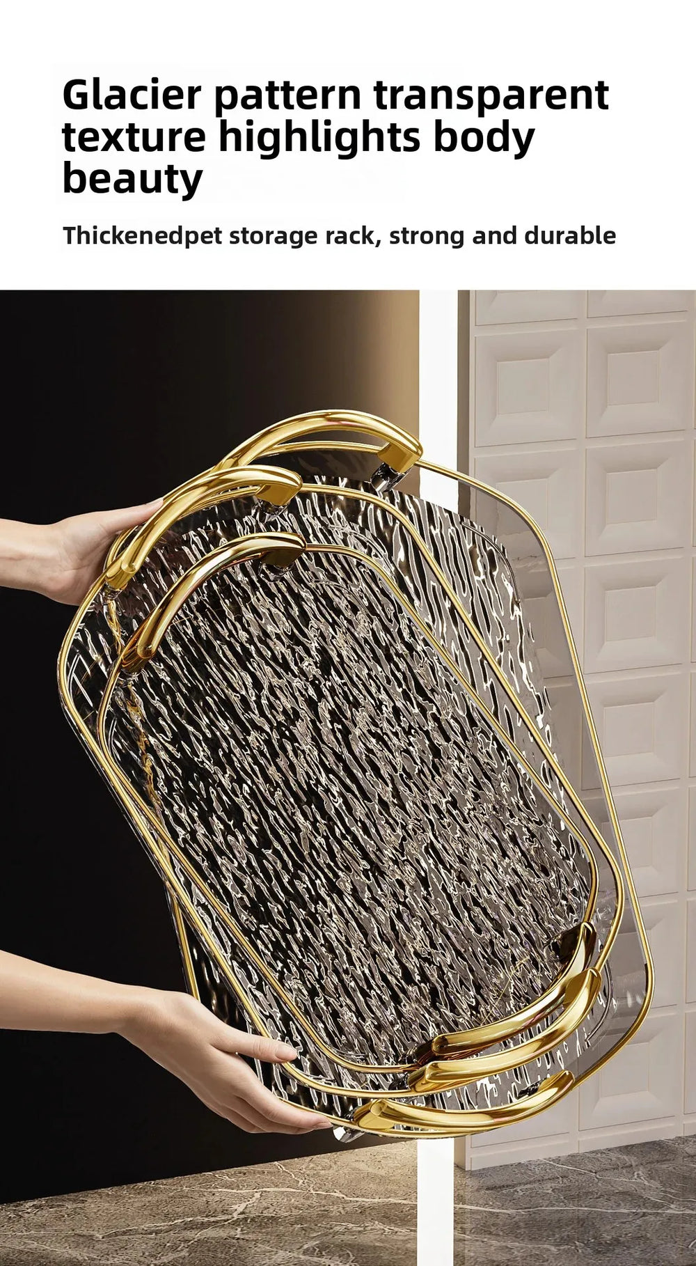 Transparente PET Ablage – Gletschermuster – Vielseitig