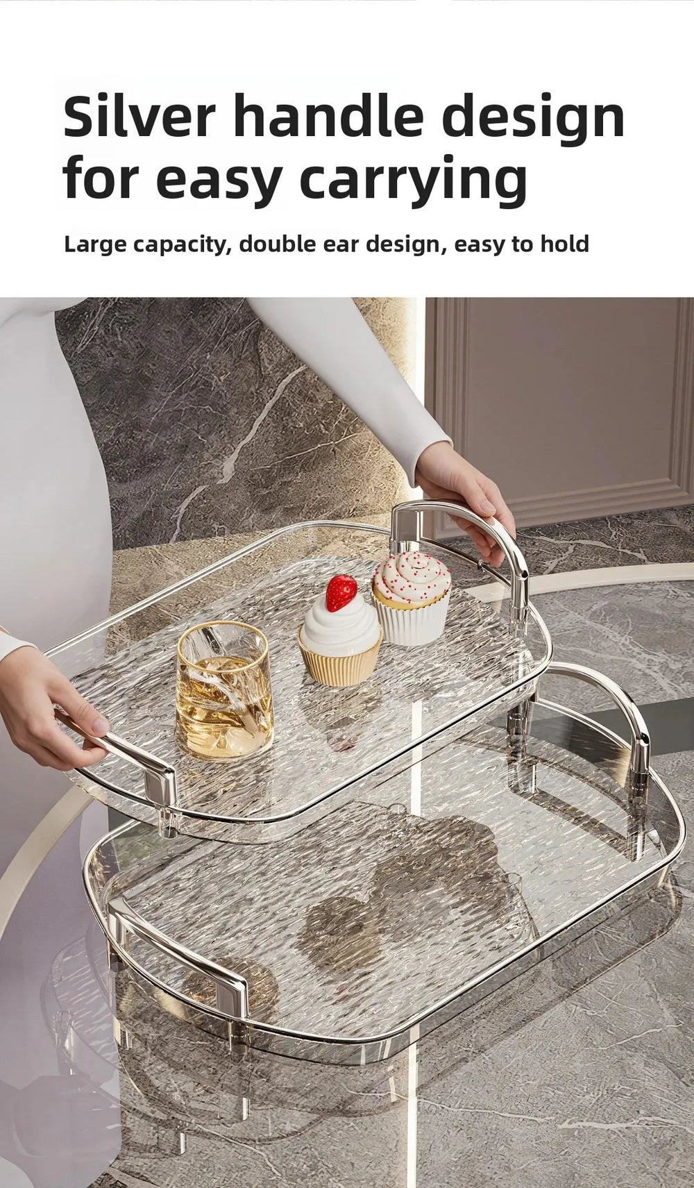 Transparente PET Ablage – Gletschermuster – Vielseitig