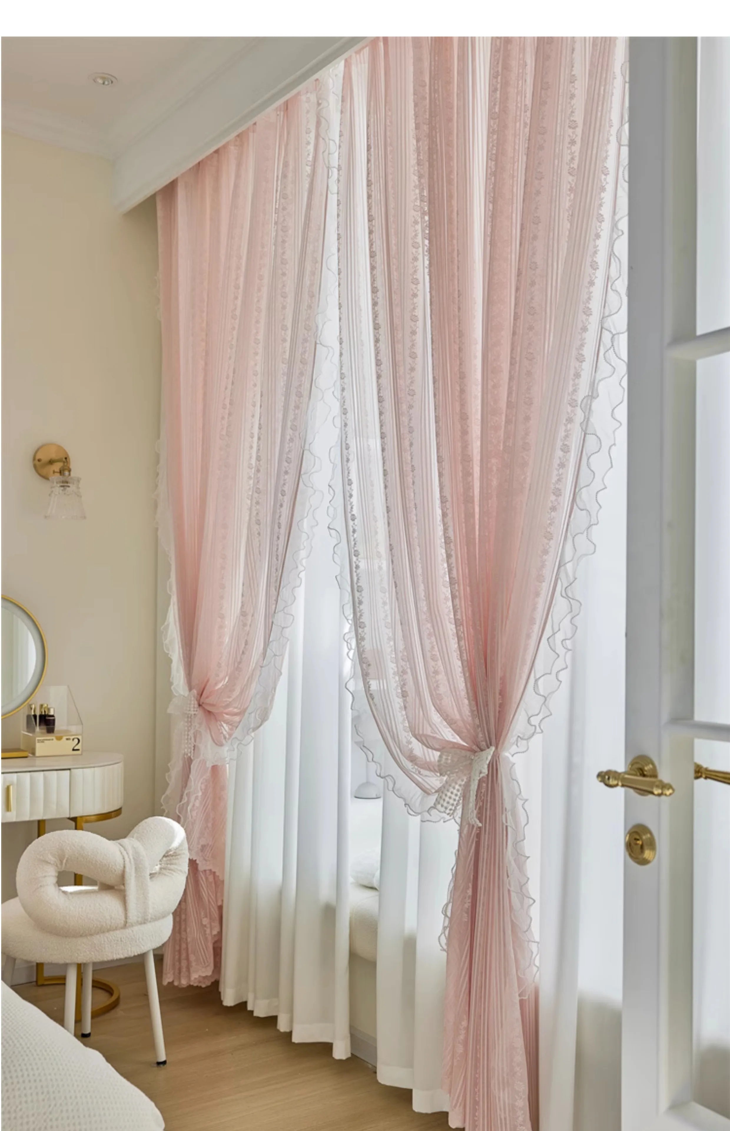 Transparente Prinzessinnen-Vorhänge – Jacquard-Design – Luxus-Wohnzimmer