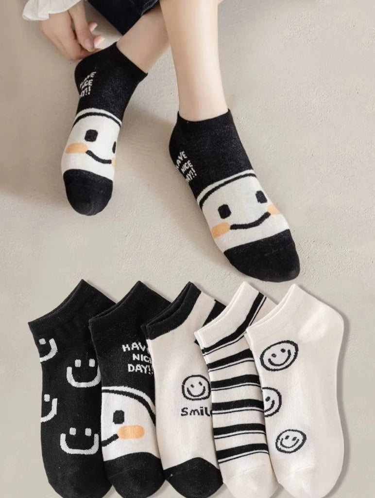 Transparente Socken Set – Vintage Floral Baumwolle – Niedriges Rohr