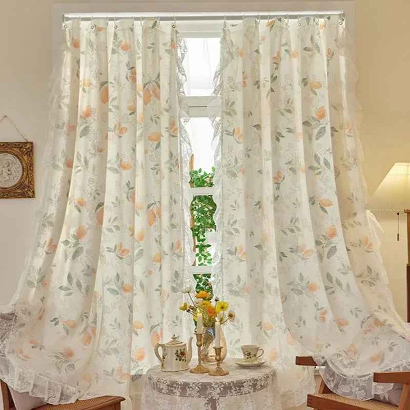 Transparente Spitzengardine aus Polyester mit Blumenmuster in Grösse 1St-W100xH180cm