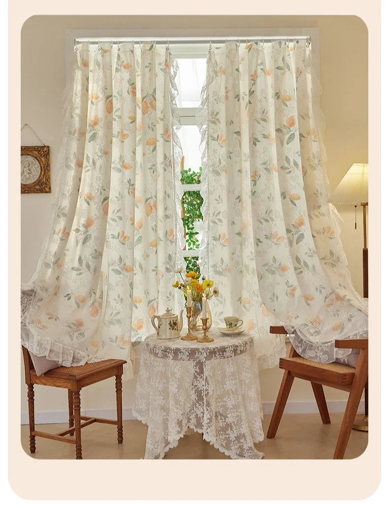 transparente Spitzengardinen mit Blumenmuster in Grösse W150xH150cm aus Polyester im Vintage-Stil