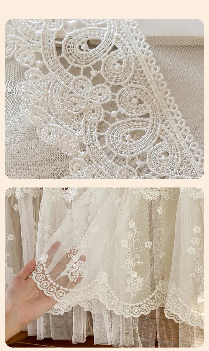 transparenter Spitzenvorhang Farbe: Weiss, Grösse: Breite150xHöhe150cm, Verarbeitung: Stangentasche