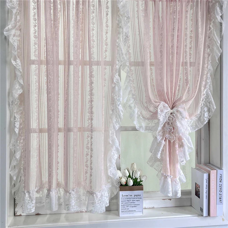 Transparenter Vorhang – Romantisches Blumendesign – 150x120cm