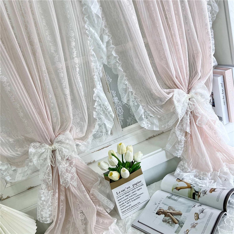 Transparenter Vorhang – Romantisches Blumendesign – 150x120cm