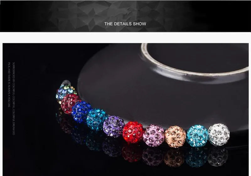 Tschechische Kristallperlen 10mm, Farbe: bunt auf weiss, discokugel-design