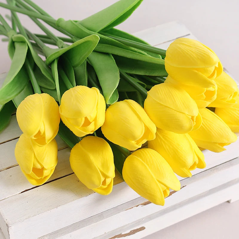 Kunsttulpenstrauss aus PU-Schaum, Farbe: Rosa, Grösse: 5Stück oder 10Stück