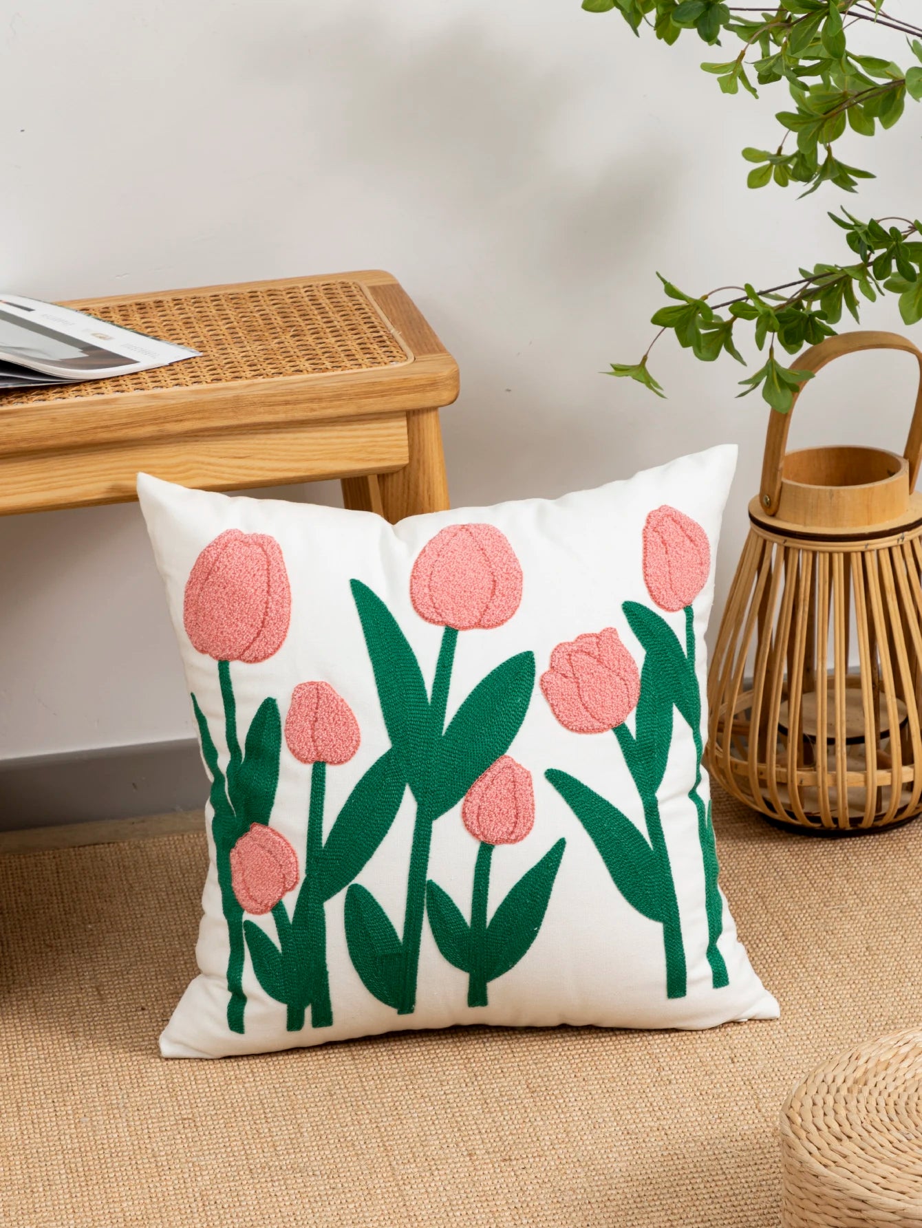 Tulpenmuster Kissenbezug – Bohemian Baumwolle – 450mm*450mm