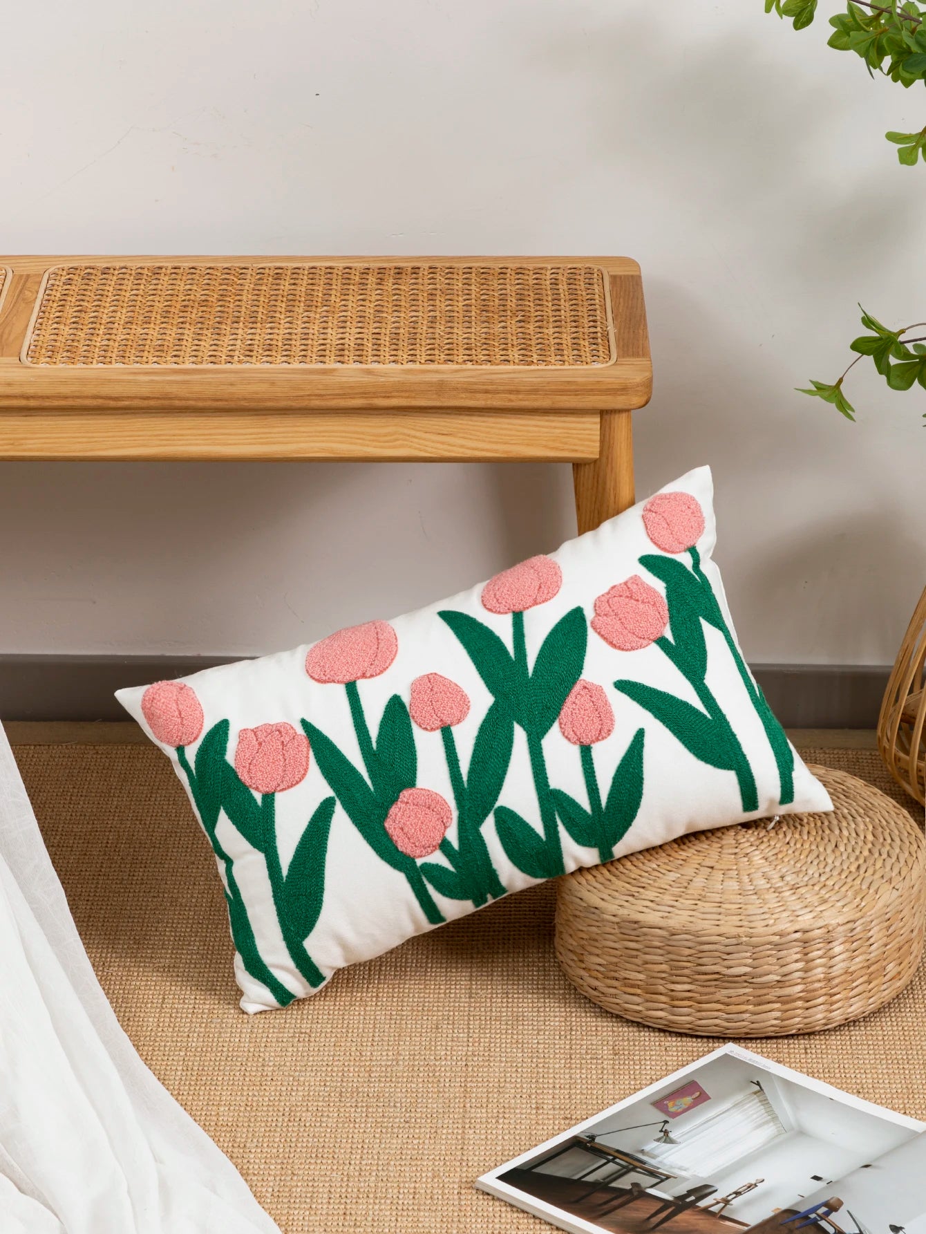 Tulpenmuster Kissenbezug – Bohemian Baumwolle – 450mm*450mm