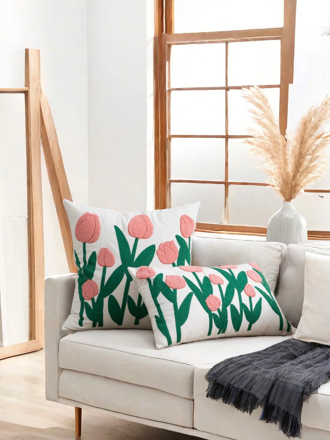 Tulpenmuster Kissenbezug – Bohemian Baumwolle – 450mm*450mm